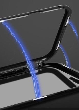 Магнітний чохол зі скляною чорною задньою панеллю для iphone x2 фото