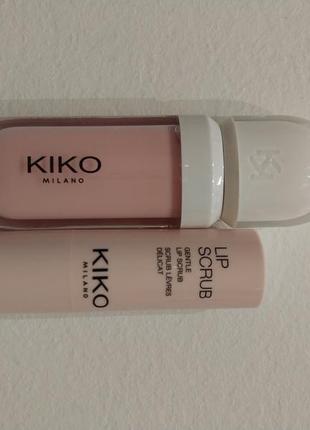 Блиск плюс скраб set kiko milano в ааборі  для губ perfect lips caring