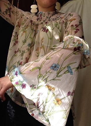 Легкая блуза бохо рукава воланы