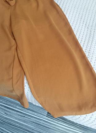 Горчичные шорты кюлоты креп шифон брюки высокая посадка5 фото