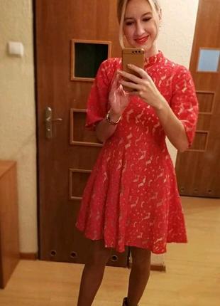 Asos повністю ажурна сукня коралового кольору