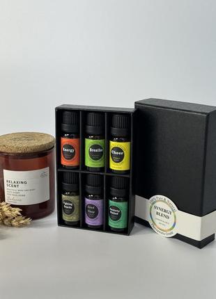 Подарочный набор натуральных эфирных растительных масел synergy blend для ароматерапии, 6 шт по 10 мл2 фото