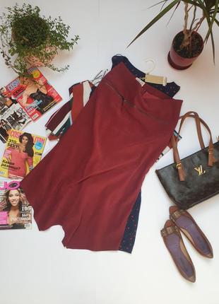 Классическая оригинальная юбка миди бордо фирмы avalon размер m.1 фото