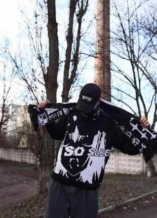 Шарф чоловічий зимовий з бахромою "1654" чорний  чоловічий шарф теплий вовняний молодіжний1 фото