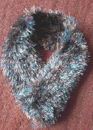 Пушистый мягкий теплый шарф травка 14х44см4 фото