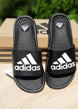 Сланцы мужские, женские adidas, черные (адидас, массажные шлепки, шлепанцы, вьетнамки)4 фото