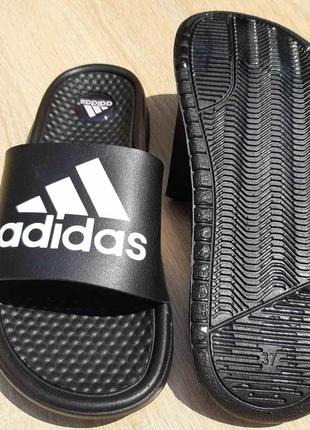 Сланцы мужские, женские adidas, черные (адидас, массажные шлепки, шлепанцы, вьетнамки)7 фото