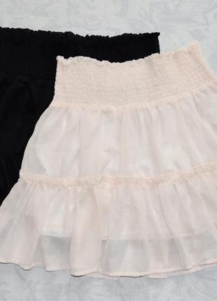 Легкая юбка шифоновая юбка на подкладке пышная юбка летняя юбка мини