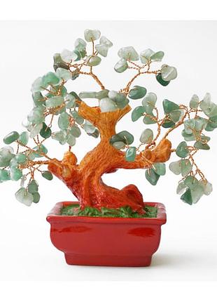 Дерево щастя з каменя зелений авантюрин, дерево щастя з каменю