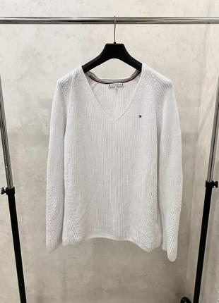 Бавовняний светр tommy hilfiger пуловер джемпер білий3 фото