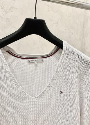 Бавовняний светр tommy hilfiger пуловер джемпер білий4 фото