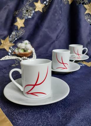 "@" кофейные пары 🍫☕🌹набор кофейных чашек с блюдцами миниатюры фарфор "а"