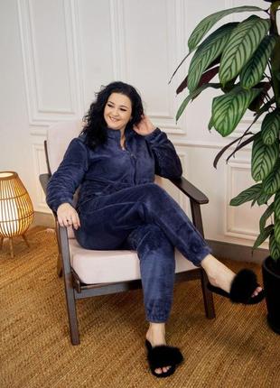 Женская пижама махровая  домашний костюм на молнии р.m,l,xl2xl