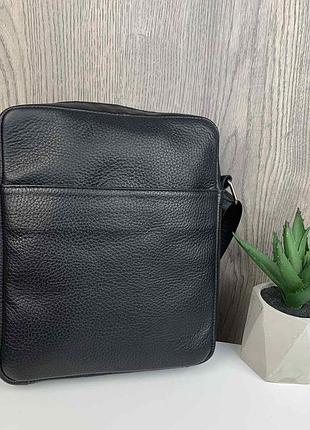 Модная мужская сумка-планшетка кожаная черная, сумка-планшет из натуральной кожи борсетка