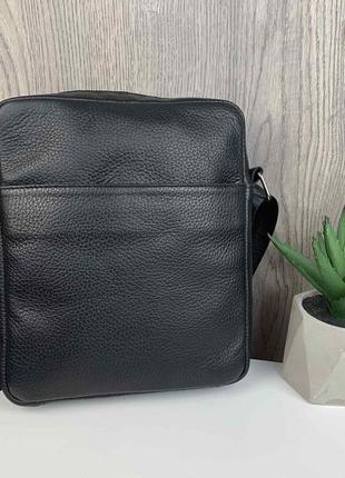 Модная мужская сумка-планшетка кожаная черная, сумка-планшет из натуральной кожи борсетка8 фото