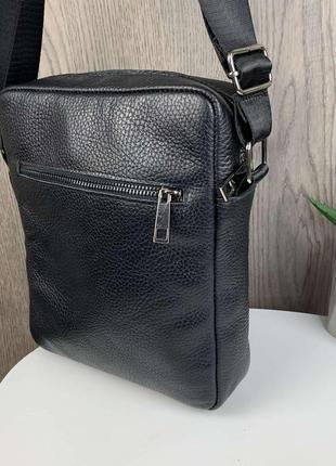 Модная мужская сумка-планшетка кожаная черная, сумка-планшет из натуральной кожи борсетка5 фото