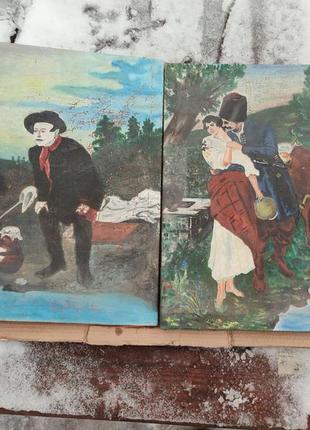 Картина красками на ткани холсти мем пантомим парень с девушкам декор на стену2 фото