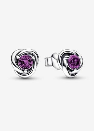 Сережки pandora "пурпурове коло вічності" (код 292334c02) - елегантність і символіка в одному вишуканому виробі!