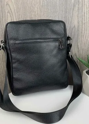 Мужская кожаная сумка борсетка + кожаный ремень + кошелек портмоне из натуральной кожи, подарочно3 фото