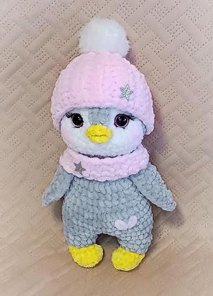 Сірий зимовий пінгвінчик у шапочці7 фото