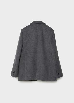 Базовый прямой серый пиджак жакет с шерстью в составе stradivarius / базовой шерстированной прямой пиджак6 фото