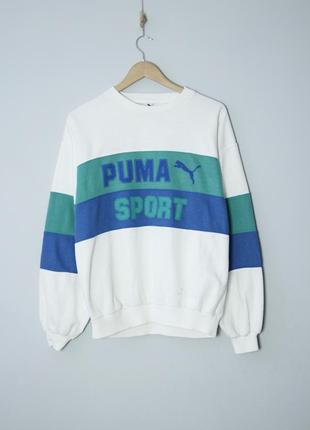 Puma sport 80s 90s свитшот белый винтажный оверсайз пума кофта винтаж vintage nike y2k billabong oakley xl кофта