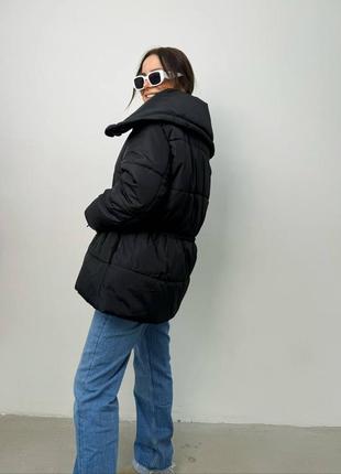 Куртка пуховик дутик синяя черная утепленная на молнии5 фото