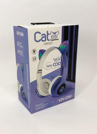 Беспроводные наушники с кошачьими ушками и rgb подсветкой cat vzv 23m. цвет: синий