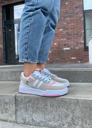 Женские кроссовки adidas forum low beige pink white#адидас3 фото