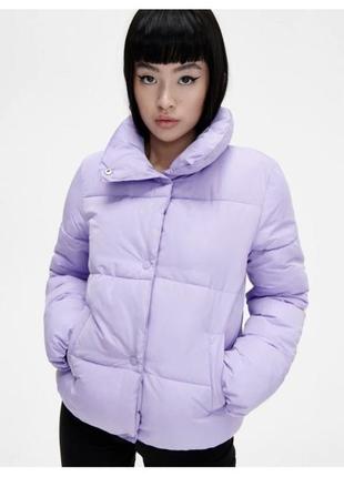 Куртка пуффер cropp лавандовая фиолетовая укороченая2 фото
