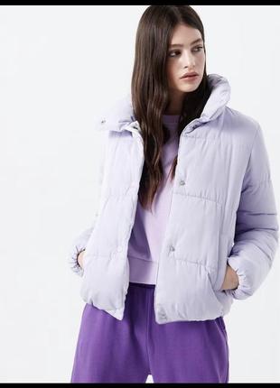 Куртка пуффер cropp лавандовая фиолетовая укороченая4 фото