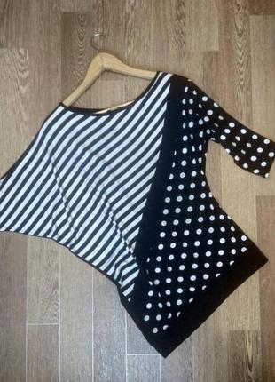 Креативна чорно-біла блуза кофта асиметричного крою