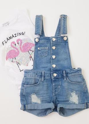 Джинсовий напівкомбінезон - шорти h&m р. 104