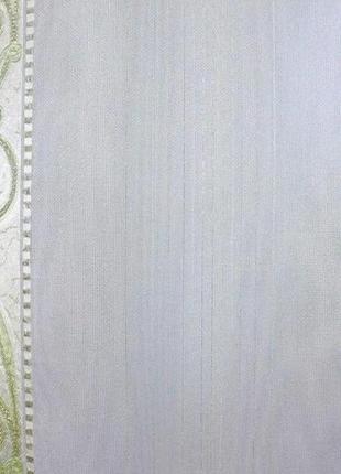 Тюль з тканини креп-шифон. колір білий з зеленим2 фото