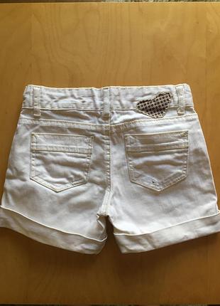 Zara  джинсовые летние модные белые шорты для девочки 7-8 ; 128 2