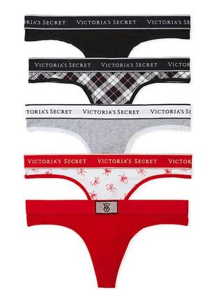 Набор из 5 хлопковых стрингов оригинал victoria’s secret