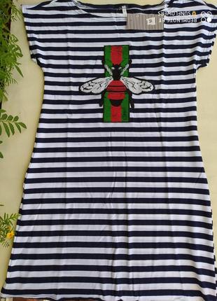 Сукня туніка смугаста з паєтками