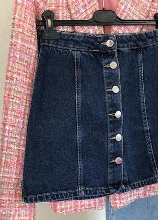 Джинсовая мини юбка с пуговицами в стиле олдскул 💙🎓🚌2 фото