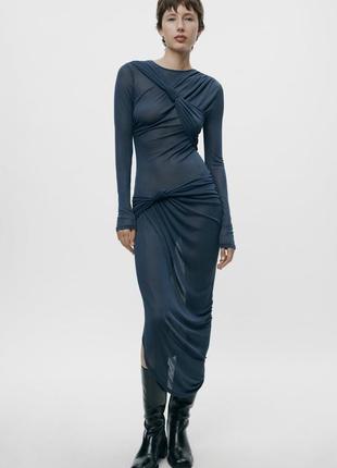 Асиметрична сукня з вузлами zara1 фото