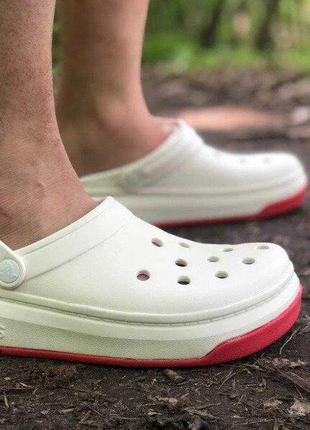 Крокс крокбэнд клог платформ белые crocs crocband platform full force clog white3 фото