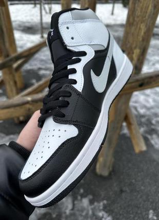 Кроссовки высокие nike air jordan 1 (серый свуш)5 фото