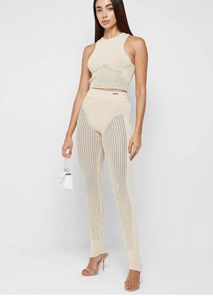 Maniere de voir: knitted high waisted leggings beige