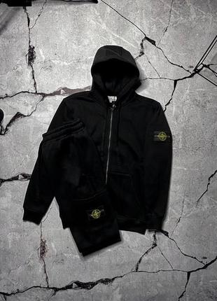 Спортивний костюм stone island зимовий чорний3 фото