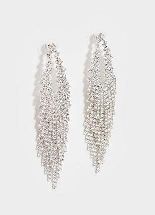 Длинные новые каскадные серьги со стразами mohito 10 см