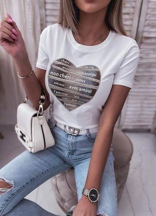 Женская коттоновая футболка с сердцем туречки