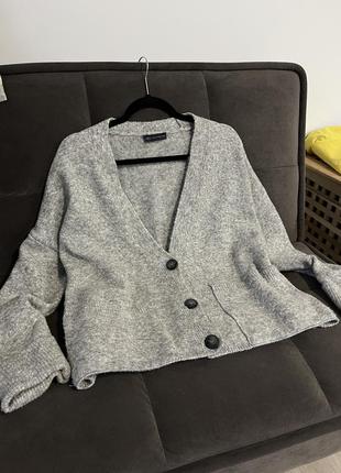 Теплий сірий оверсайз кардиган m&s