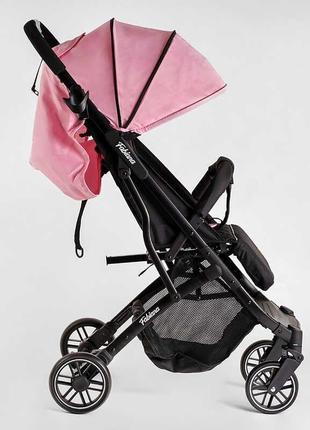 Візок прогулянковий дитячий "joy" fabiana 65102 (1) колір рожевий, рама сталева, футкавер, підсклянник,2 фото