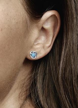 Серьги пандора pandora с декабрьским камнем "бирюзовое кольцо вечности" (код 292335c02)