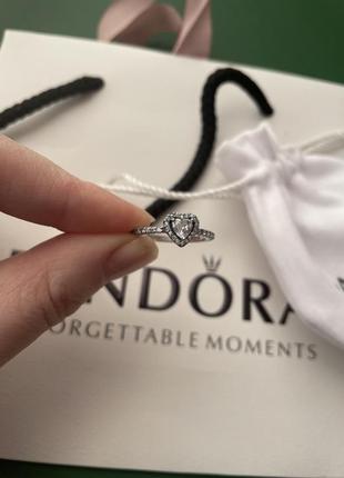 Каблучка кільце колечко перстень  у стилі пандора pandora червоне сердечко срібло 925 проби камінці3 фото
