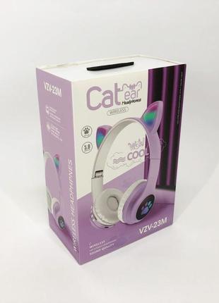 Беспроводные наушники с кошачьими ушками и rgb подсветкой cat vzv 23m. цвет: фиолетовый